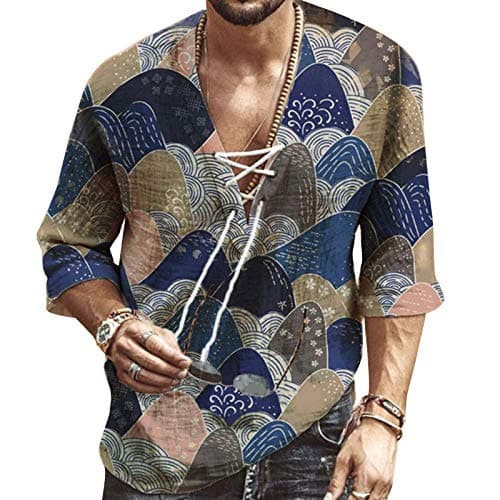 Rela Bota Men's V-Neck Short Sleeve Beach Shirt Printing Yoga Top
| Rela Bota Men's Short Sleeve Beach V-Neck Drawing S — Blue