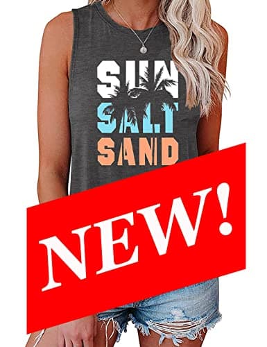IRISGOD Women's Loose Fit Summer Graphic Tank Tops for Workout and Casual Wear
| IRISGOD Women's Cute Summer Graphic Sl — B:127 Sun Salt Sand Be Kind
