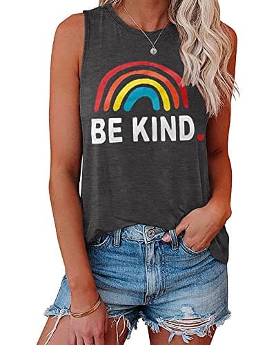 IRISGOD Women's Loose Fit Summer Graphic Tank Tops for Workout and Casual Wear
| IRISGOD Women's Cute Summer Graphic Sl — A: Rainbow 62
