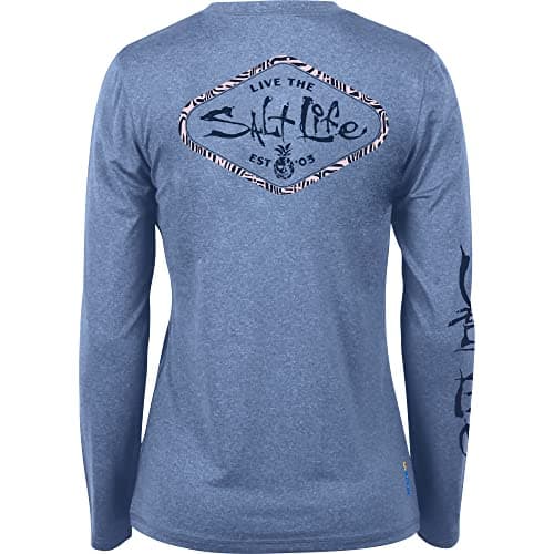 Salt Life Women's Simply Salty Long Sleeve Performance Shirt for Active Women on Beach Days and Beyond Comfort, Breathab — Harbor Blue Heather