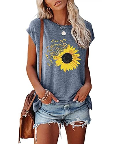 JNIFULI Women's Casual Summer Short Sleeve Graphic Tees Funny Dragonfly Printed Cute Tops
| JNIFULI Women's Funny Drago — X-blue