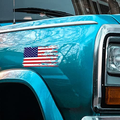 American Flag Decal - Distressed Patriotic Vinyl Bumper Sticker for Cars, Trucks & Vehicle Windows - Made in USA