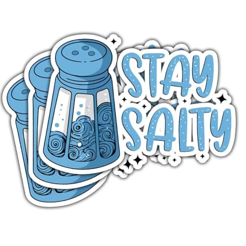 Stay Salty Waterproof Bumper Sticker for Car and Laptop - Beachy Gift for Salt Lovers
| Stay Salty Funny Decal Stickers