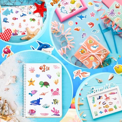 Ocean Stickers for Kids 24 Sheets 564 Pcs Waterproof Decorations for Parties and Crafts
