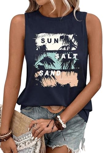 Lanmertree On Cruise Time Women's Summer Coconut Tree Sleeveless Shirts for Casual Beach Vacation
| Lanmertree Women's — Deep Blue