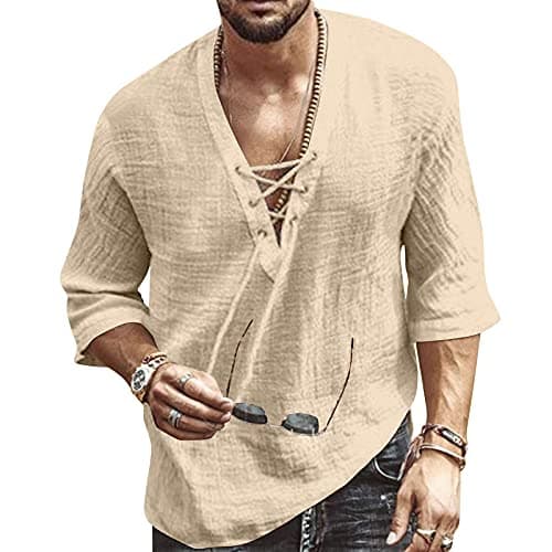 Rela Bota Men's V-Neck Short Sleeve Beach Shirt Printing Yoga Top
| Rela Bota Men's Short Sleeve Beach V-Neck Drawing S — Solid Khaki