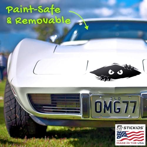 Peeking Monster Car Decal - Large Vinyl Bumper Sticker for Cars and Trucks - Made in USA - Dents & Scratches - Heavy Dut