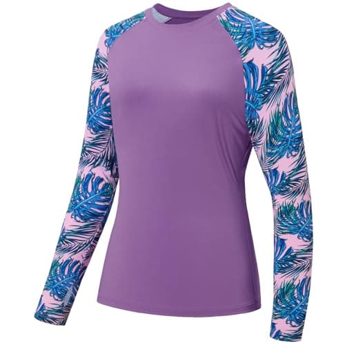 Women's UPF 50+ UV Sun Protection Long Sleeve Fishing Hiking Shirt
| Global Recycled Standard Women’s Long Sleeve Sun P — Light Purple/Palm Leaves
