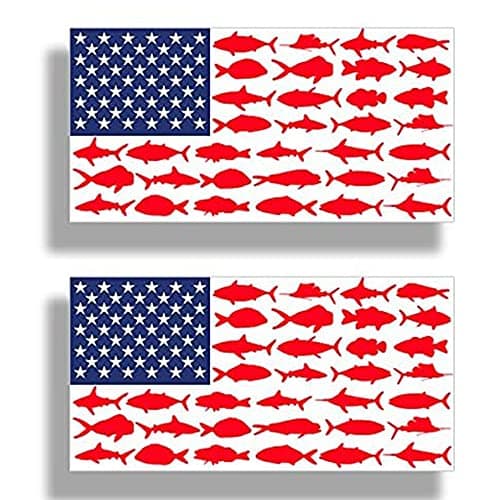 WSQ American Fish Flag Decal - Patriotic 2-Pack - 5x|5 Inches - Boats and Vehicles Stickers
WSQ Fish Flag Decal - Patrio