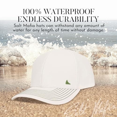 Salt Mafia Waterproof Hats for Men - 6 Panel Hat Curve Brim Snap Back Hat