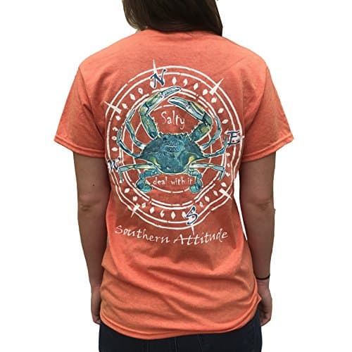 Southern Attitude Salty Deal with It Crab Sunset Orange Short Sleeve T-Shirt for Men Couples Summer Party Casual Wear