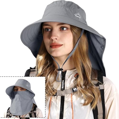 Rosoz Wide Brim Sun Hat for Men and Women with Neck Flap and UPF50+ Protection Outdoor Fishing Hat with Detachable Face