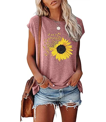 JNIFULI Women's Casual Summer Short Sleeve Graphic Tees Funny Dragonfly Printed Cute Tops
| JNIFULI Women's Funny Drago — X-brick Red