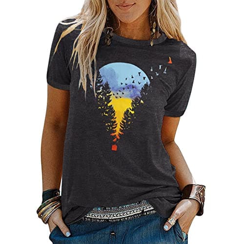 Binshre Women's Beach Shirts Hawaiian Graphic Tees for Summer Vacation
| Binshre Vintage Tshirts for Women Yellow Graph — 2-grey1