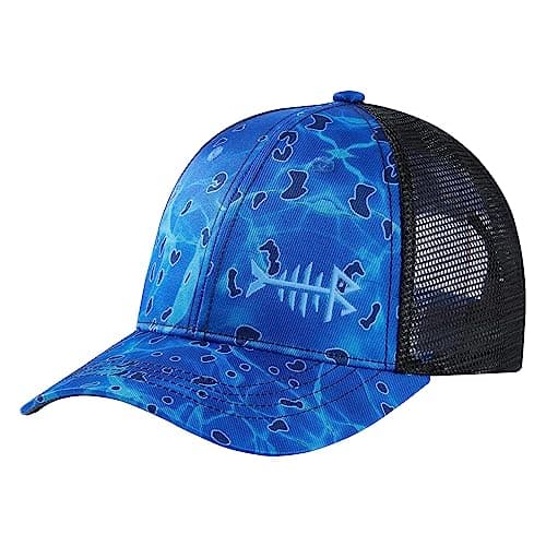 BASSDASH Altimate Fishing Hat Mesh Back Adjustable Baseball Trucker Cap for Men and Women Global Recycled Standard — Rippled Sea