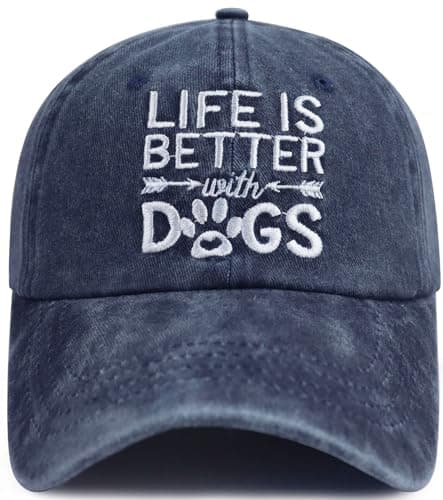 Xpayzere Life is Better with Dogs Adjustable Embroidered Animal Gifts Baseball Cap for Men and Women
| Xpayzere Life is — Dog Embroidered Navy