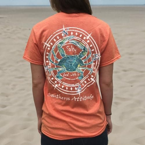 Southern Attitude Salty Deal with It Crab Sunset Orange Short Sleeve T-Shirt for Men Couples Summer Party Casual Wear