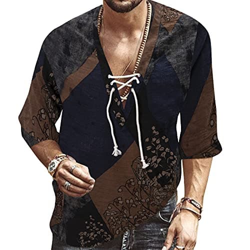 Rela Bota Men's V-Neck Short Sleeve Beach Shirt Printing Yoga Top
| Rela Bota Men's Short Sleeve Beach V-Neck Drawing S — Colorblock Blue
