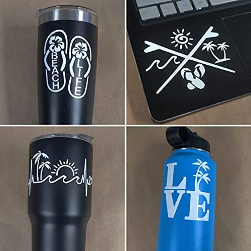 Beach Life Decals 4 Pack - Beach Life Flip Flops for Beach Lovers (White, Small ~|5")
| Beach Life Decals 4 Pack - Hear