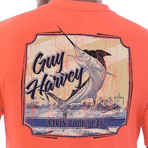 Guy Harvey Men's Short Sleeve Pocket T-Shirt | Billfish Collection | Fishing Apparel | Stylish and Comfortable | 100% Co