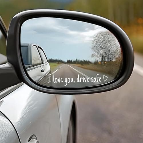 "I Love You, Drive Safe" 4Pcs Car Decals for Women | Cute Rearview Mirror Stickers & Window Cup Gifts PVC+Vinyl for Her