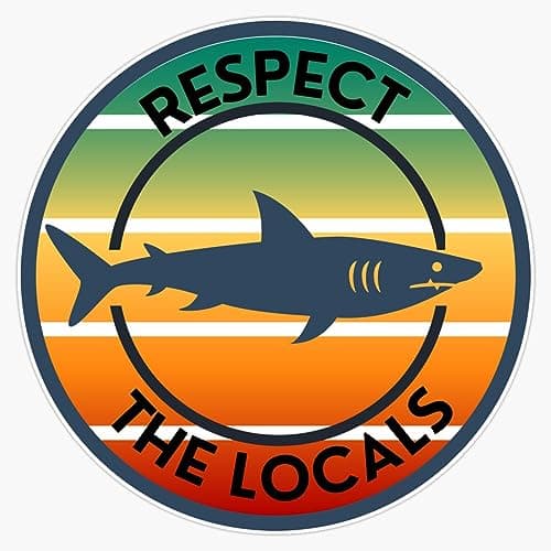 Respect The Locals Shark Vintage Sunset Retro Waterproof Decal Laptop Bumper Sticker 5"