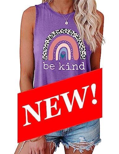 IRISGOD Women's Loose Fit Summer Graphic Tank Tops for Workout and Casual Wear
| IRISGOD Women's Cute Summer Graphic Sl — B:151 Purple Leopard Be Kind