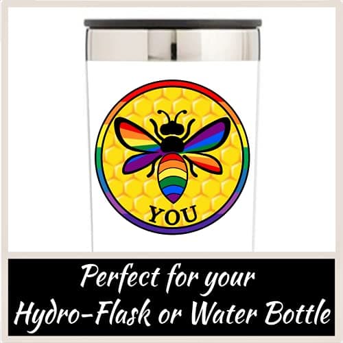 LGBTQ Rainbow Flag Premium Vinyl Decal 3 x 3 for Car Auto | Be Yourself Gay Pride Sticker + Better Than Magnets Sticks A