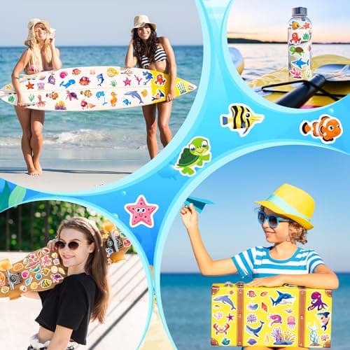 Ocean Stickers for Kids 24 Sheets 564 Pcs Waterproof Decorations for Parties and Crafts