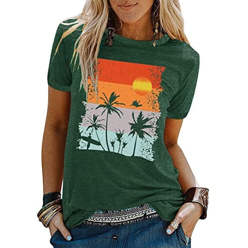 Binshre Women's Beach Shirts Hawaiian Graphic Tees for Summer Vacation
| Binshre Vintage Tshirts for Women Yellow Graph — 1-green