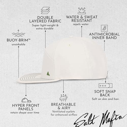 Salt Mafia Men's Waterproof 7 Panel Flat Brim Surfer Hat
| Salt Mafia Men's Waterproof Hats for Surfing and Outdoor Act