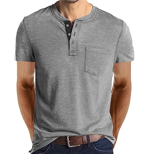Lexiart Mens Fashion Henley Shirts Long Sleeve Buttoned Cotton T-Shirt Ideal for Casual Wear
| Lexiart Mens Fashion Hen — Light Grey-2