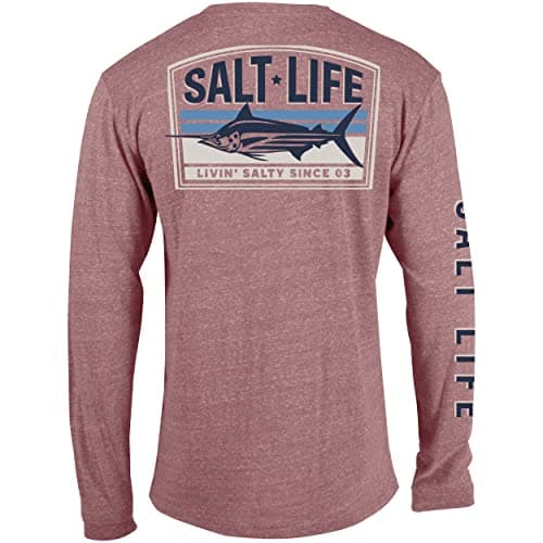 Salt Life Men's Marlin Intent Long Sleeve Tee - Fishing Shirt for Men, Lightweight and Breathable, Perfect for Summer Be — Burnt Red