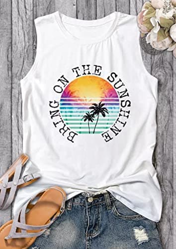 Lanmertree On Cruise Time Women's Summer Coconut Tree Sleeveless Shirts for Casual Beach Vacation
| Lanmertree Women's