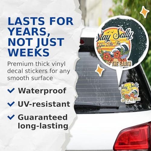 (2 Pack) Stay Salty You are The Salt of The Earth Stickers - Cool Ocean Lover Beach Bum - 5 Inches On Longest Side - Pr