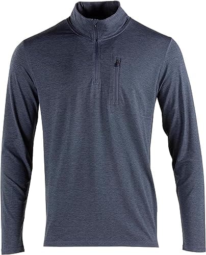 Salt Life Men's Stamina Long Sleeve Performance Tee + Core Muscle Support + Sporty Style + Summer Workout + Moisture Wic — Navy Heather