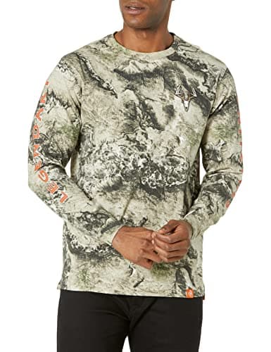 Legendary Whitetails Men's Non-Typical Long Sleeve T-Shirt for Outdoor Adventure Featuring Camouflage Print in Medium Si — Mossy Oak Coyote