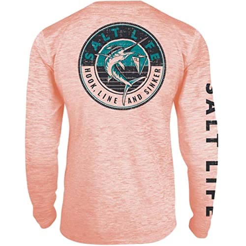 Salt Life Men's Marlin Sinker SLX Long Sleeve Classic Fit Pocket Shirt tactical fishing shirt for men — Papaya