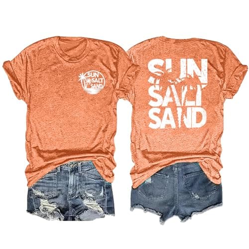 Summer T-Shirt Wave Coconut Tree Graphic Women Short Sleeve Casual Vacation Trip Tee Top
| MEESHEEP Women Summer Short