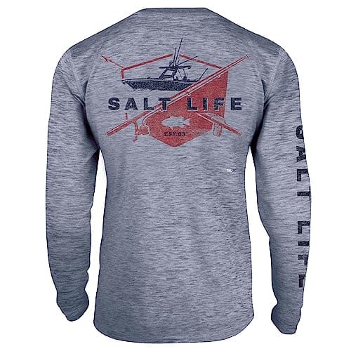 Salt Life Men's Ride Or Die Long Sleeve Performance Pocket Tee +(portable+sun+protection) +(summer+workout) +( sweat-wic — Atlantic