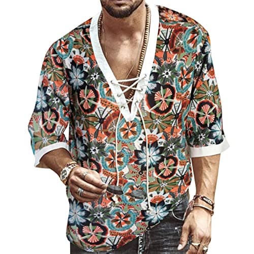 Rela Bota Men's V-Neck Short Sleeve Beach Shirt Printing Yoga Top
| Rela Bota Men's Short Sleeve Beach V-Neck Drawing S — Cyan Blue