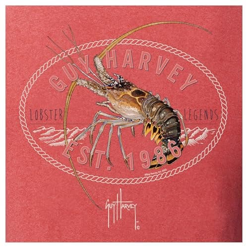 Guy Harvey Men’s Threadcycled Short Sleeve T-Shirt for Outdoor Adventures Comfort and Style — Red Heather/Lobster Legends