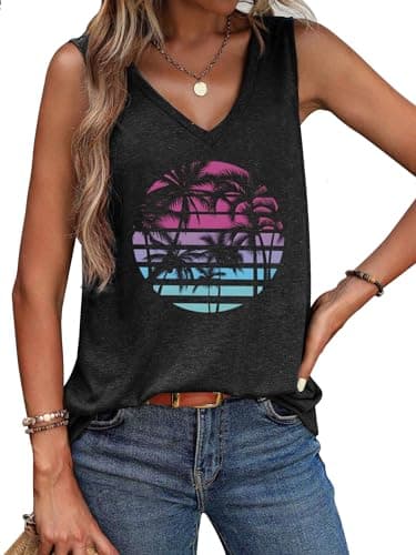 Lanmertree On Cruise Time Women's Summer Coconut Tree Sleeveless Shirts for Casual Beach Vacation
| Lanmertree Women's — Cocount Tree-grey
