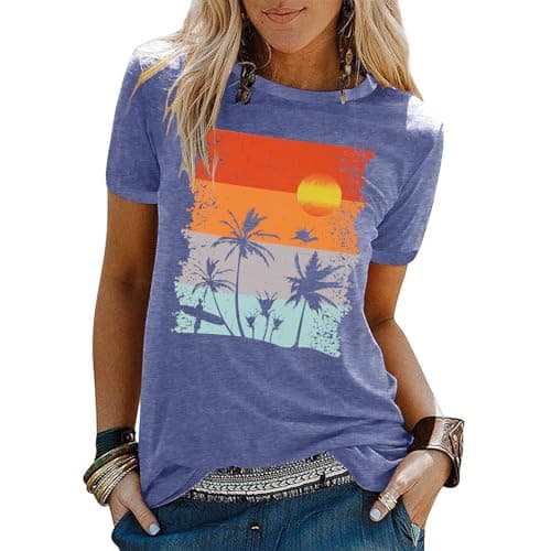 Binshre Women's Beach Shirts Hawaiian Graphic Tees for Summer Vacation
| Binshre Vintage Tshirts for Women Yellow Graph — 1-k Purple