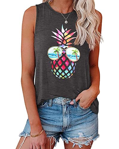 IRISGOD Women's Loose Fit Summer Graphic Tank Tops for Workout and Casual Wear
| IRISGOD Women's Cute Summer Graphic Sl — B:124 Pineapple