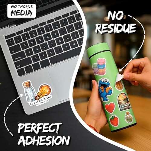 Waterproof Vinyl Decal for Laptop Salt and Light Sticker - Durable Funny Aesthetic Long-Lasting Stickers for Adults ID4