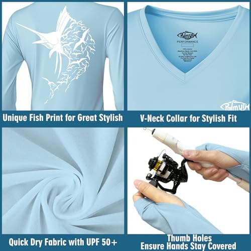 Palmyth Women's UPF 50+ Sun Protection Fishing Shirts for Outdoor Adventure
| Palmyth Women's UPF 50+ Long Sleeve Fishi