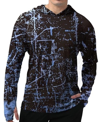 UPF 50+ Sun Protection Men's Hoodie Shirt for Fishing and Hiking
| Lightweight UPF 50+ Men's Hoodie Shirt for UV Protec — A-e-fluorescent Blue