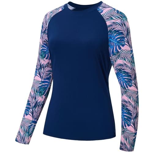 Women's UPF 50+ UV Sun Protection Long Sleeve Fishing Hiking Shirt
| Global Recycled Standard Women’s Long Sleeve Sun P — Dark Blue/Palm Leaves