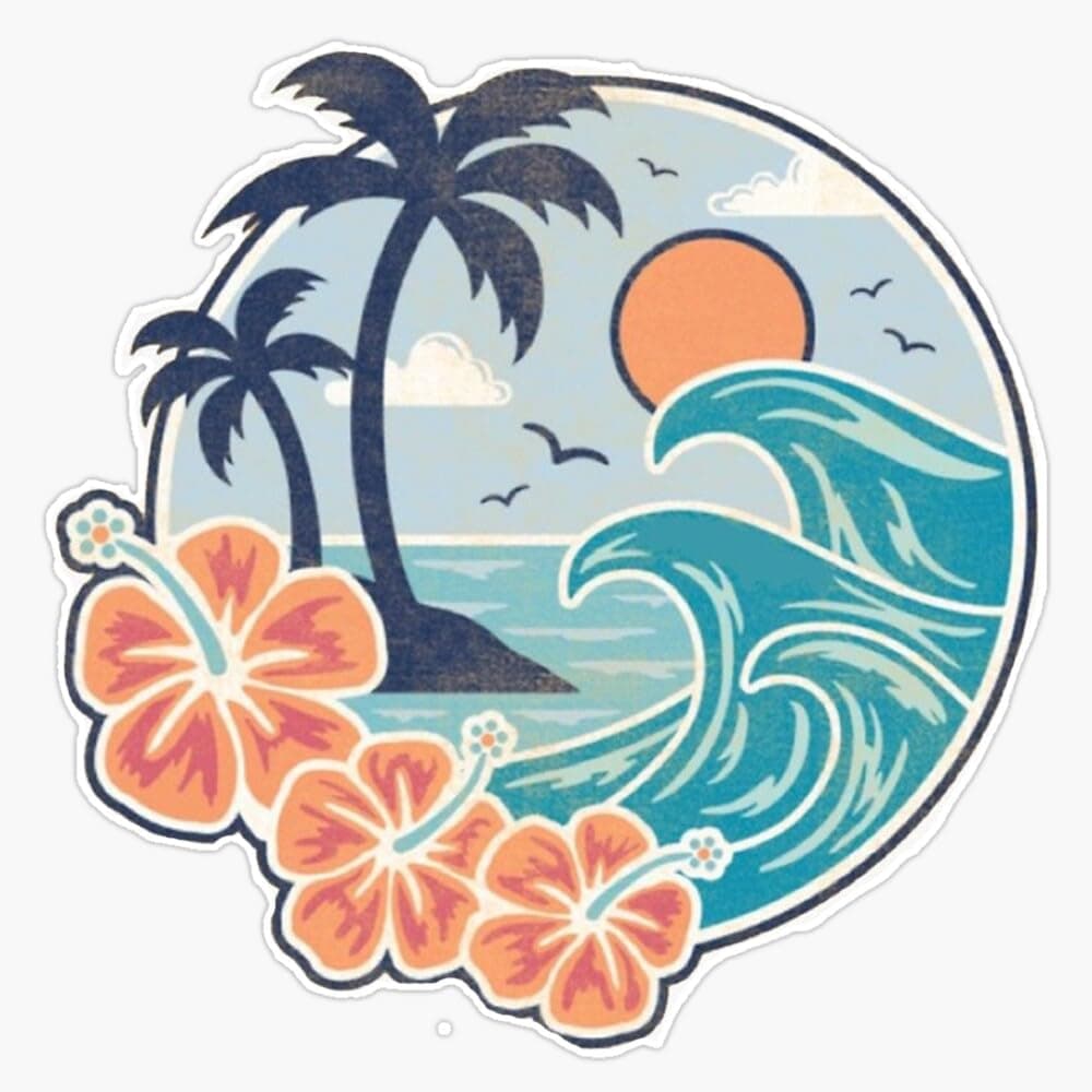 Waterproof Decal Laptop Sticker for Palm Tree Wave Ocean Vinyl Bumper 5"
| Palm Tree Wave Ocean Vinyl Decal Sticker Wat